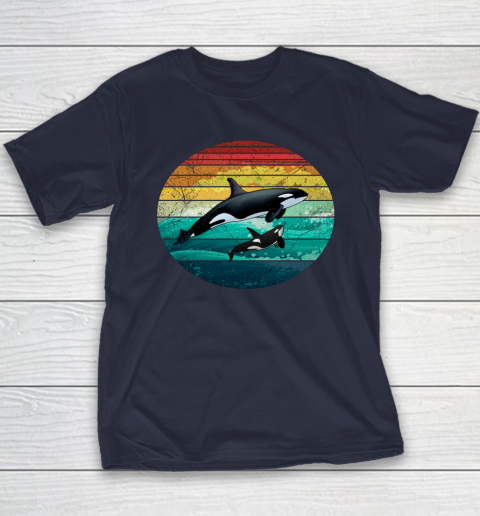Orca Family Vintage Retro Art Killer Whale Family Youth T-Shirt 2