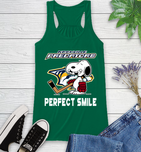 NHL Nashville Predators Snoopy Perfect Smile The Peanuts Movie Hockey T Shirt Racerback Tank 6