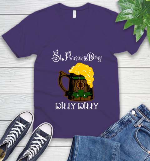 NHL Boston Bruins St Patrick's Day Dilly Dilly Beer Hockey Sports V-Neck T-Shirt 9