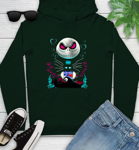 NHL New York Rangers Jack Skellington Sally The Nightmare Before Christmas Hockey Youth Hoodie 14