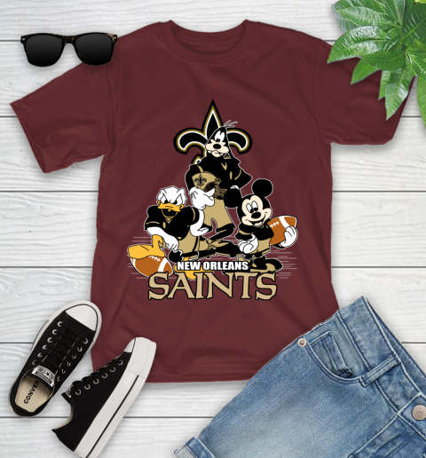 NFL New Orleans Saints Mickey Mouse Donald Duck Goofy Football Shirt Youth T-Shirt 14
