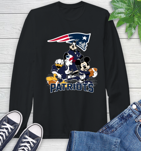 NFL New England Patriots Mickey Mouse Donald Duck Goofy Football Shirt Long Sleeve T-Shirt