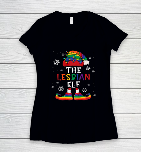 The Lesbian Elf Christmas Party Women's V-Neck T-Shirt