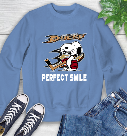 NHL Anaheim Ducks Snoopy Perfect Smile The Peanuts Movie Hockey T Shirt Sweatshirt 11