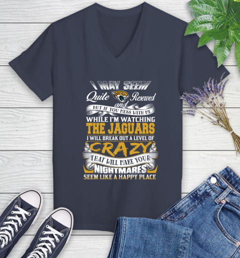 Jacksonville Jaguars NFL Football Don't Mess With Me While I'm Watching My Team Women's V-Neck T-Shirt 12