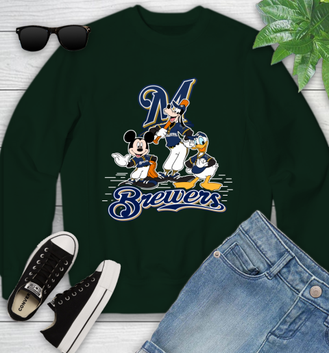 MLB Milwaukee Brewers Mickey Mouse Donald Duck Goofy Baseball T Shirt Youth Sweatshirt 9