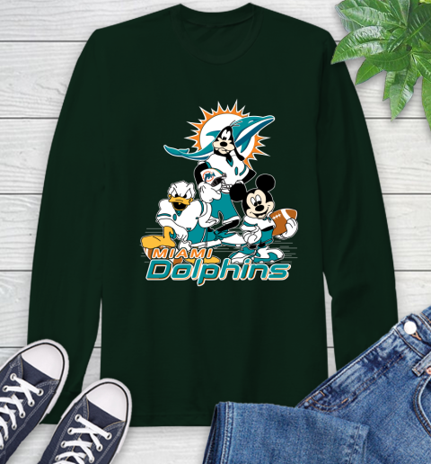 NFL Miami Dolphins Mickey Mouse Donald Duck Goofy Football Shirt Long Sleeve T-Shirt 7