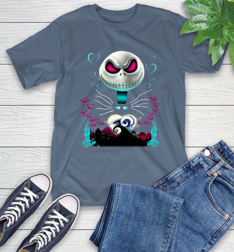 NFL Los Angeles Rams Jack Skellington Sally The Nightmare Before Christmas Football T-Shirt 8
