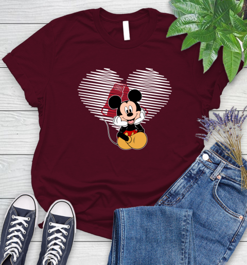 MLB Boston Red Sox The Heart Mickey Mouse Disney Baseball T Shirt_000 Women's T-Shirt 7