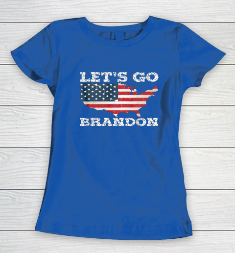 Let's Go Brandon Joe Biden Chant Impeach Biden USA Flag FJB Women's T-Shirt 6