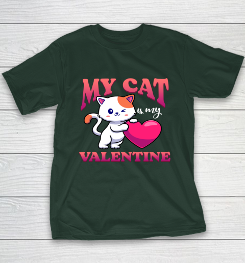 My Cat Is My Valentine Valentine's Day Youth T-Shirt 11