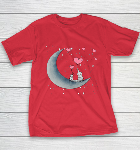 Heart Balloon Elephant Vintage Valentine Mom Crescent Moon Youth T-Shirt 16