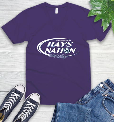 MLB A True Friend Of The Tampa Bay Rays Dilly Dilly Baseball Sports V-Neck T-Shirt 9