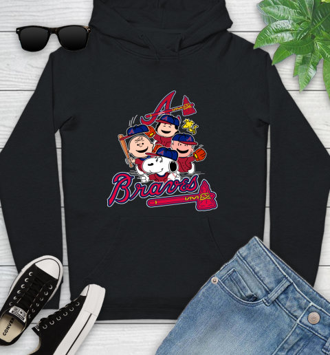 MLB Atlanta Braves Snoopy Charlie Brown Woodstock The Peanuts Movie Baseball T Shirt Youth Hoodie