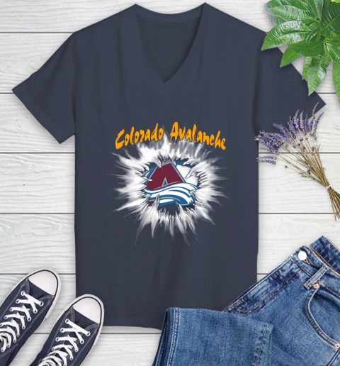 Colorado Avalanche NHL Hockey Adoring Fan Rip Sports Women's V-Neck T-Shirt 12