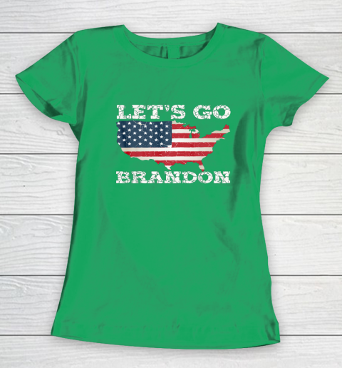 Let's Go Brandon Joe Biden Chant Impeach Biden USA Flag FJB Women's T-Shirt 4