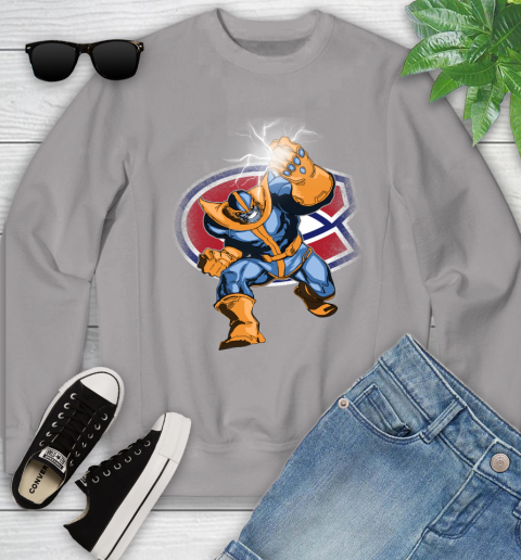 Montreal Canadiens NHL Hockey Thanos Avengers Infinity War Marvel Youth Sweatshirt 3