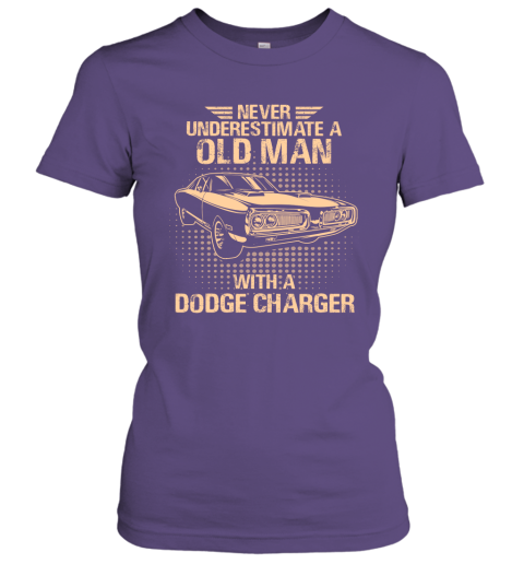 Never Underestimate An Old Man With A Dodge Charger  Vintage Car Lover Gift Women Tee