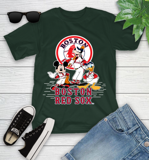 MLB Boston Red Sox Mickey Mouse Donald Duck Goofy Baseball T Shirt Youth T-Shirt 5