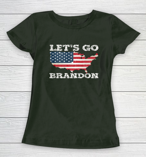 Let's Go Brandon Joe Biden Chant Impeach Biden USA Flag FJB Women's T-Shirt 3