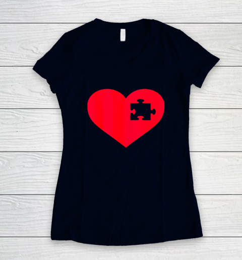 Family Valentine Insert Heart Gift Women's V-Neck T-Shirt 2