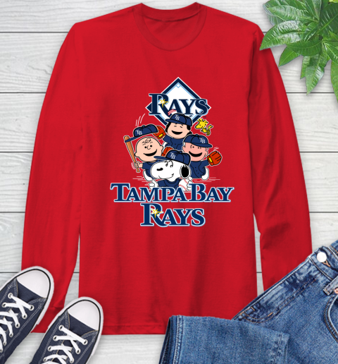 MLB Tampa Bay Rays Snoopy Charlie Brown Woodstock The Peanuts Movie Baseball T Shirt Long Sleeve T-Shirt 11