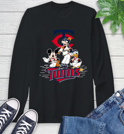 MLB Minnesota Twins Mickey Mouse Donald Duck Goofy Baseball T Shirt Long Sleeve T-Shirt