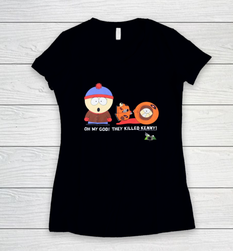 Oh My God They Killed Kenny Shirt South Park Adult Cartoon Women's V-Neck T-Shirt