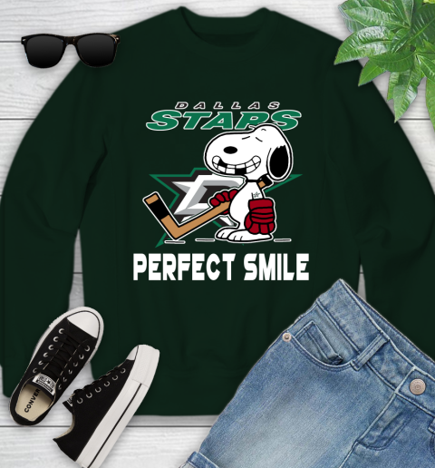 NHL Dallas Stars Snoopy Perfect Smile The Peanuts Movie Hockey T Shirt Youth Sweatshirt 9