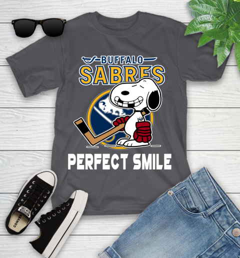 NHL Buffalo Sabres Snoopy Perfect Smile The Peanuts Movie Hockey T Shirt Youth T-Shirt 6