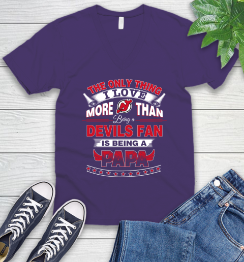 NHL The Only Thing I Love More Than Being A New Jersey Devils Fan Is Being A Papa Hockey V-Neck T-Shirt 9