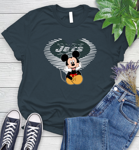 NFL New York Jets The Heart Mickey Mouse Disney Football T Shirt_000 Women's T-Shirt 11