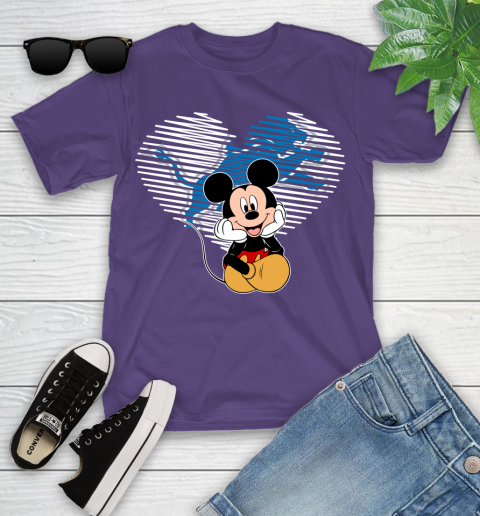NFL Detroit Lions The Heart Mickey Mouse Disney Football T Shirt_000 Youth T-Shirt 3