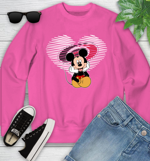 NHL Carolina Hurricanes The Heart Mickey Mouse Disney Hockey Youth Sweatshirt 6
