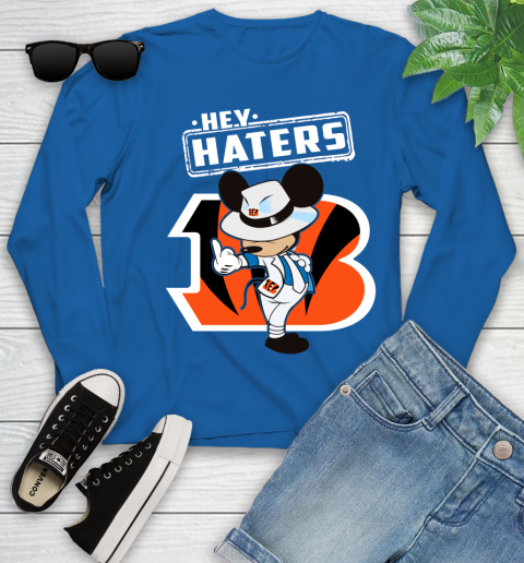 NFL Hey Haters Mickey Football Sports Cincinnati Bengals Youth Long Sleeve 10