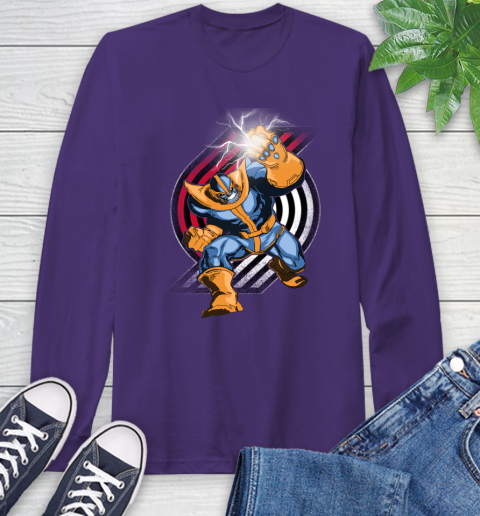Portland Trail Blazers NBA Basketball Thanos Avengers Infinity War Marvel Long Sleeve T-Shirt 5