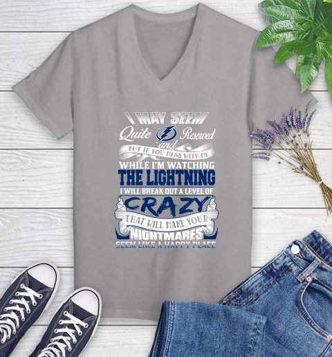 Tampa Bay Lightning NHL Hockey Don't Mess With Me While I'm Watching My Team Women's V-Neck T-Shirt 4