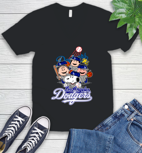 MLB Los Angeles Dodgers Snoopy Charlie Brown Woodstock The Peanuts Movie Baseball T Shirt_000 V-Neck T-Shirt