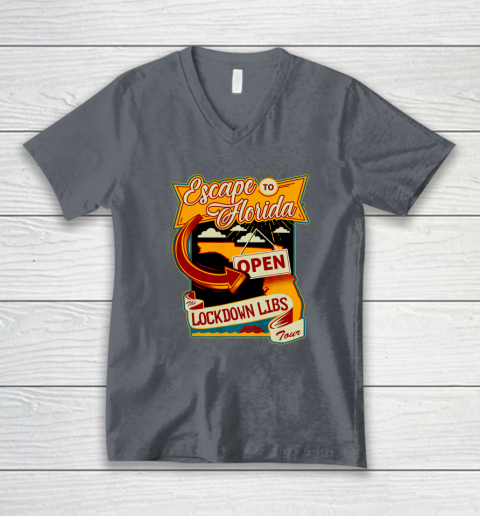 Escape To Florida Shirt Ron DeSantis (Print on front and back) V-Neck T-Shirt 15