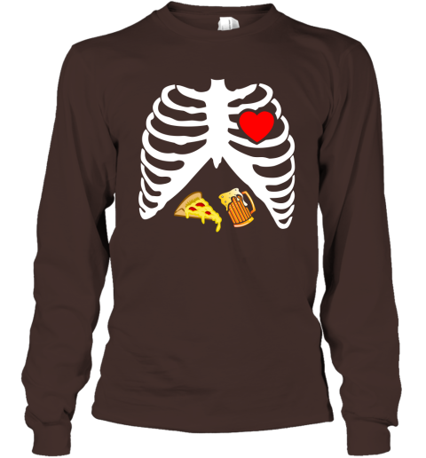 Halloween Skeleton Maternity Pizza Long Sleeve