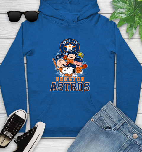 MLB Houston Astros Snoopy Charlie Brown Woodstock The Peanuts Movie Baseball T Shirt Youth Hoodie 11
