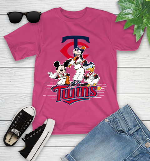MLB Minnesota Twins Mickey Mouse Donald Duck Goofy Baseball T Shirt Youth T-Shirt 11