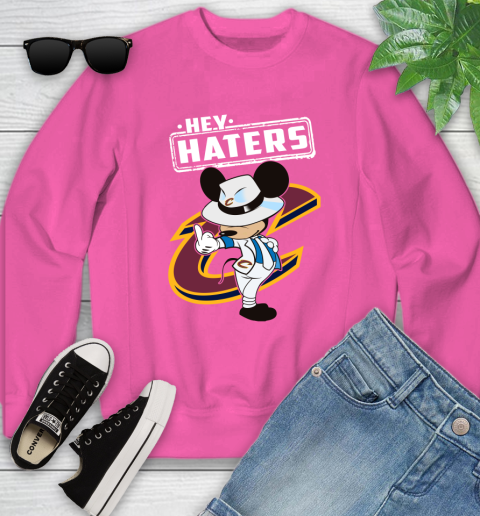 NBA Hey Haters Mickey Basketball Sports Cleveland Cavaliers Youth Sweatshirt 6