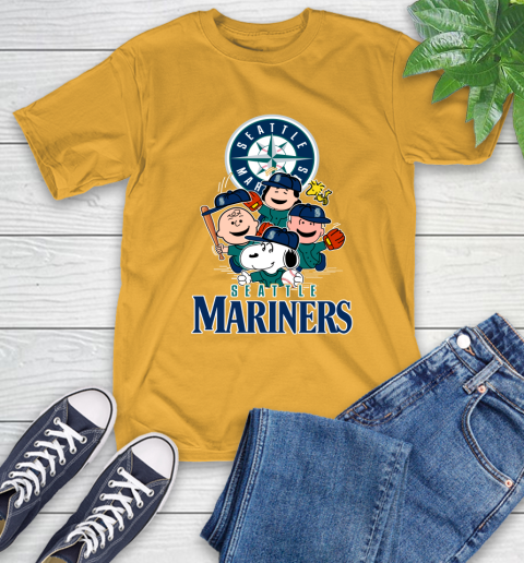 MLB Seattle Mariners Snoopy Charlie Brown Woodstock The Peanuts Movie Baseball T Shirt_000 T-Shirt 2