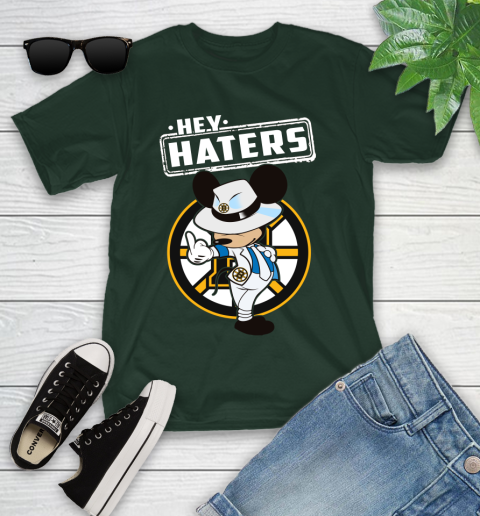 NHL Hey Haters Mickey Hockey Sports Boston Bruins Youth T-Shirt 5