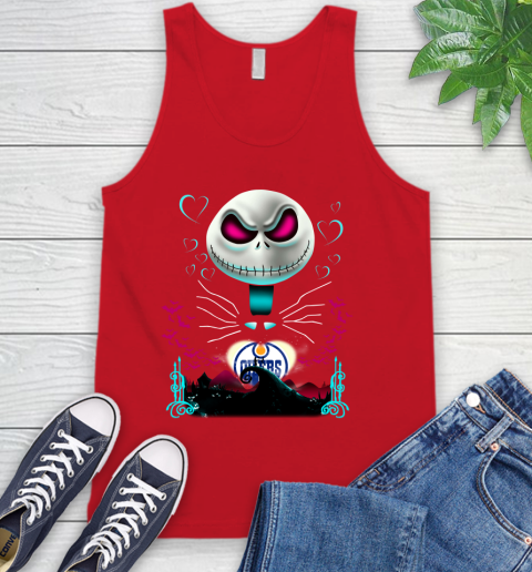NHL Edmonton Oilers Jack Skellington Sally The Nightmare Before Christmas Hockey Tank Top 5