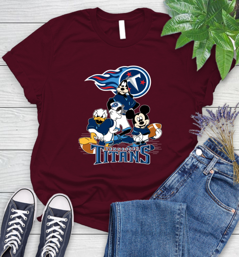 NFL Tennessee Titans Mickey Mouse Donald Duck Goofy Football Shirt Women's T-Shirt 7