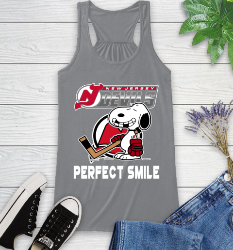 NHL New Jersey Devils Snoopy Perfect Smile The Peanuts Movie Hockey T Shirt Racerback Tank 4