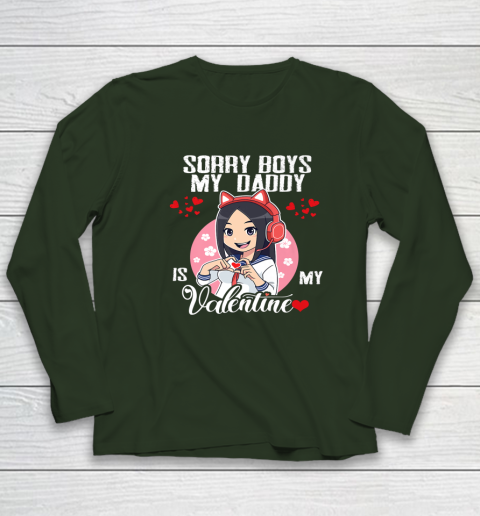Sorry Boys My Daddy Is My Valentine Girls Valentines Day Long Sleeve T-Shirt 10