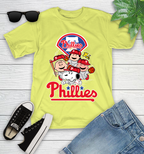 MLB Philadelphia Phillies Snoopy Charlie Brown Woodstock The Peanuts Movie Baseball T Shirt_000 Youth T-Shirt 10